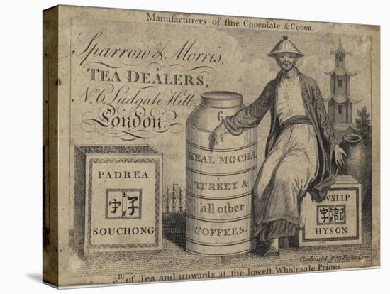 Tea Dealers, Sparrow and Morris, Trade Card-null-Stretched Canvas