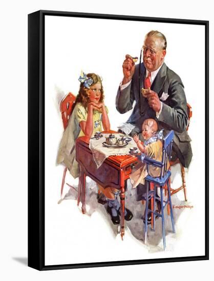 "Tea for Grandpa,"February 18, 1933-C. Gager Phillips-Framed Stretched Canvas
