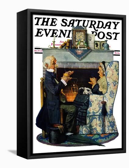 "Tea for Two" or "Tea Time" Saturday Evening Post Cover, October 22,1927-Norman Rockwell-Framed Stretched Canvas