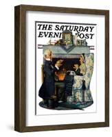 "Tea for Two" or "Tea Time" Saturday Evening Post Cover, October 22,1927-Norman Rockwell-Framed Giclee Print