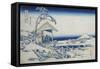Tea House at Koishikawa, The Morning After A Snowfall, c.1830-Katsushika Hokusai-Framed Stretched Canvas