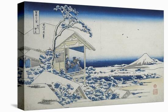 Tea House at Koishikawa, The Morning After A Snowfall, c.1830-Katsushika Hokusai-Stretched Canvas