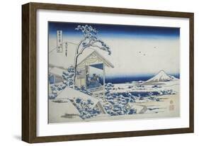 Tea House at Koishikawa, The Morning After A Snowfall, c.1830-Katsushika Hokusai-Framed Giclee Print