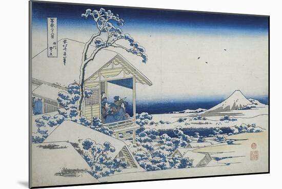 Tea House at Koishikawa, The Morning After A Snowfall, c.1830-Katsushika Hokusai-Mounted Giclee Print