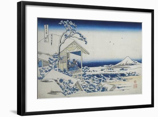 Tea House at Koishikawa, The Morning After A Snowfall, c.1830-Katsushika Hokusai-Framed Giclee Print