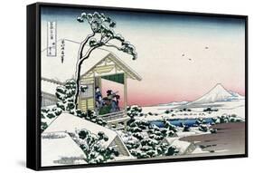 Tea House at Koishikawa-Katsushika Hokusai-Framed Stretched Canvas