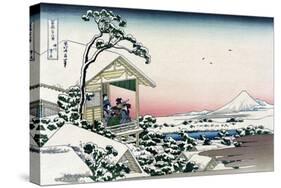 Tea House at Koishikawa-Katsushika Hokusai-Stretched Canvas