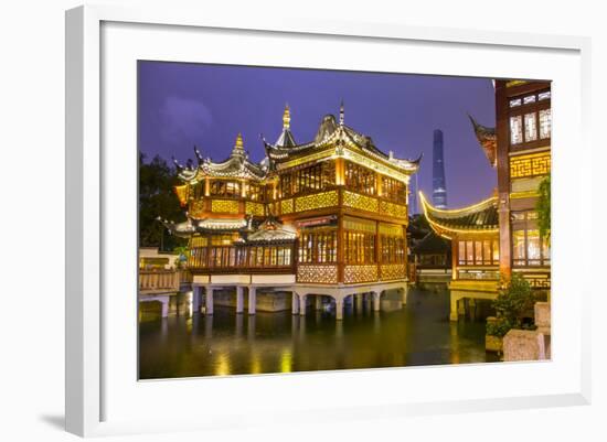 Tea House at the Yuyuan Gardens and Bazaar with the Shanghai Tower Behind, Old Town, Shanghai-Jon Arnold-Framed Photographic Print