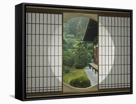 Tea House Window, Sesshuji Temple, Kyoto, Japan-Rob Tilley-Framed Stretched Canvas