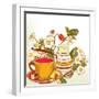 Tea or Coffee Vector Background with Cup and Strawberry-mashakotcur-Framed Art Print