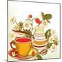 Tea or Coffee Vector Background with Cup and Strawberry-mashakotcur-Mounted Art Print