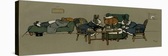 Tea Party at Tabitha's House-Cecil Aldin-Stretched Canvas