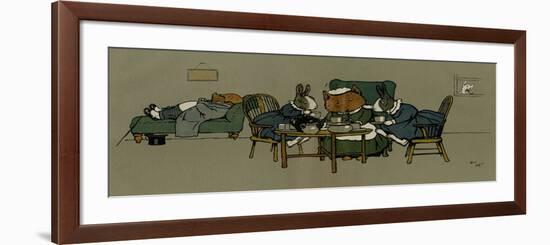 Tea Party at Tabitha's House-Cecil Aldin-Framed Premium Giclee Print