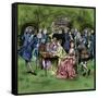 Tea party in colonial New England-Howard Pyle-Framed Stretched Canvas