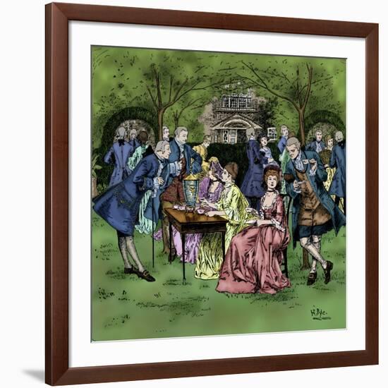 Tea party in colonial New England-Howard Pyle-Framed Giclee Print