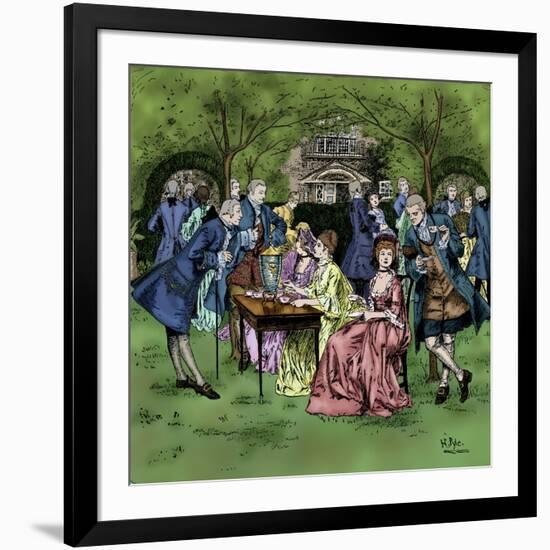 Tea party in colonial New England-Howard Pyle-Framed Giclee Print