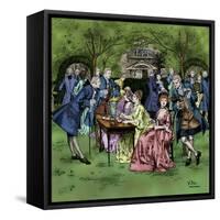 Tea party in colonial New England-Howard Pyle-Framed Stretched Canvas