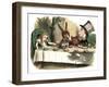 "Tea Party with the Mad Hatter" Alice in Wonderland by John Tenniel-null-Framed Art Print