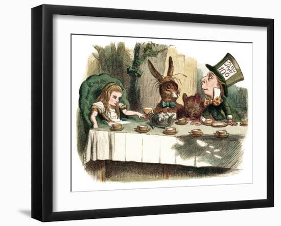 "Tea Party with the Mad Hatter" Alice in Wonderland by John Tenniel-null-Framed Art Print