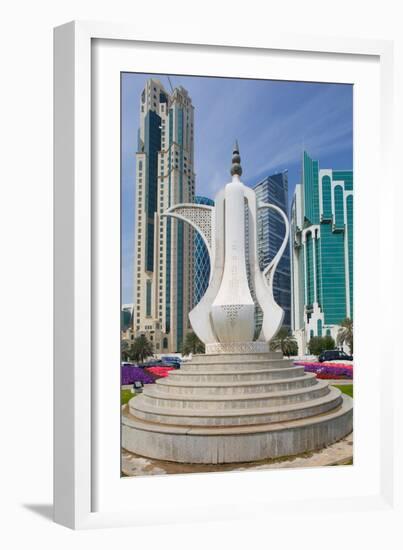 Tea Pot Sculpture, West Bay Central Financial District, Doha, Qatar, Middle East-Frank Fell-Framed Photographic Print