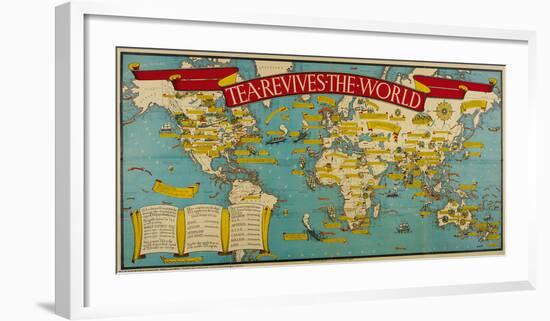 Tea Revives the World-Macdonald Gill-Framed Premium Giclee Print