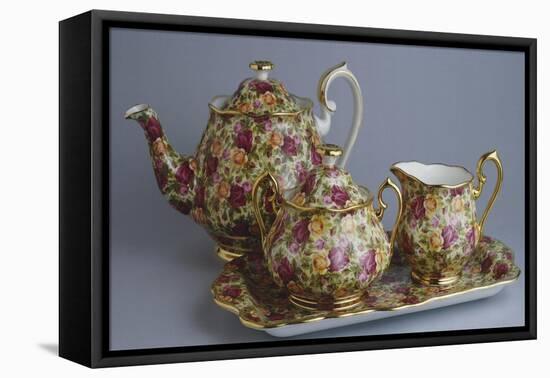 Tea Service, Old Country Roses Chintz Collection, Ceramic, Stoke-On-Trent, England-null-Framed Stretched Canvas