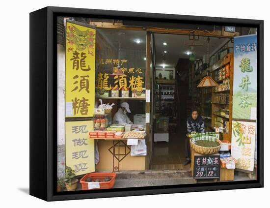 Tea Shop on Qinghefang Old Street in Wushan District of Hangzhou, Zhejiang Province, China-Kober Christian-Framed Stretched Canvas