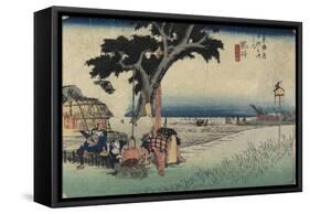 Tea Stall, Fukuroi, C. 1833-Utagawa Hiroshige-Framed Stretched Canvas