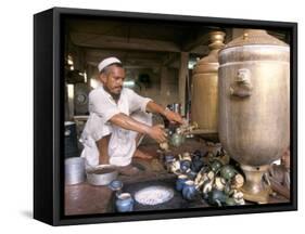 Tea Stall, Peshawar, North West Frontier Province, Pakistan-Doug Traverso-Framed Stretched Canvas