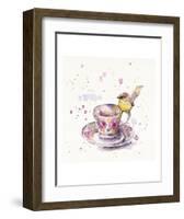 Tea Time (Eastern Yellow Robin)-Sillier than Sally-Framed Art Print