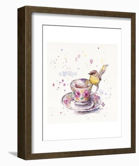 Tea Time (Eastern Yellow Robin)-Sillier than Sally-Framed Art Print