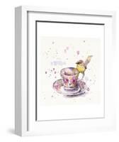 Tea Time (Eastern Yellow Robin)-Sillier than Sally-Framed Art Print