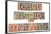 Teach, Inspire, Motivate - A Collage Of Isolated Words In Vintage Letterpress Wood Type-PixelsAway-Framed Stretched Canvas