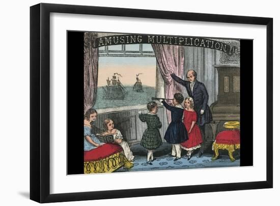 Teacher or Father Spies Ships in the Harbor with Children-Charles Butler-Framed Art Print