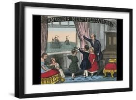 Teacher or Father Spies Ships in the Harbor with Children-Charles Butler-Framed Art Print