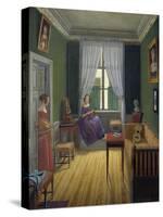 Teacher's Apartment in Stockholm, 1842, Painting by Johan Gustaf Kohler (1803-1881)-null-Stretched Canvas