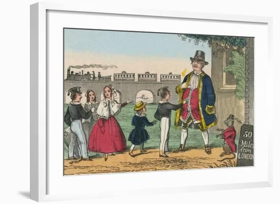 Teacher with Monkey Takes His Students on a Trip to London-Charles Butler-Framed Art Print