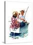 Teaching How to Fish - Child Life-Keith Ward-Stretched Canvas