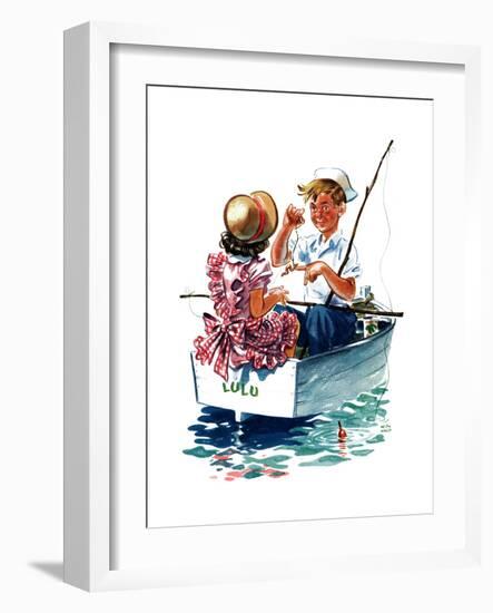 Teaching How to Fish - Child Life-Keith Ward-Framed Giclee Print