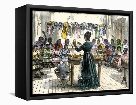 Teaching Objects to Children in a "colored School," New York City, 1870-null-Framed Stretched Canvas