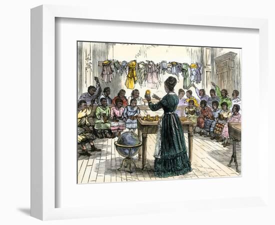 Teaching Objects to Children in a "colored School," New York City, 1870-null-Framed Giclee Print