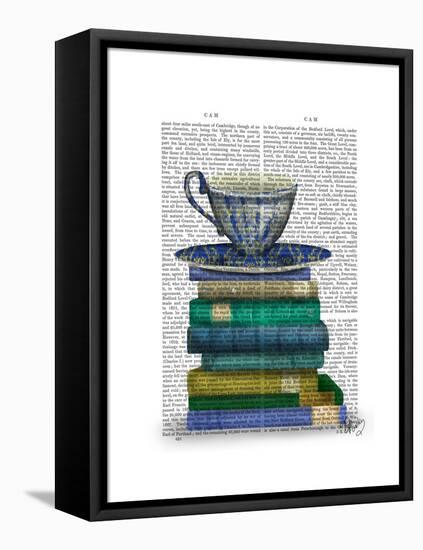 Teacup and Books-Fab Funky-Framed Stretched Canvas