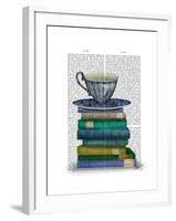 Teacup and Books-Fab Funky-Framed Art Print