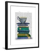 Teacup and Books-Fab Funky-Framed Art Print