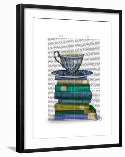 Teacup and Books-Fab Funky-Framed Art Print