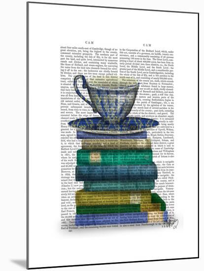 Teacup and Books-Fab Funky-Mounted Art Print