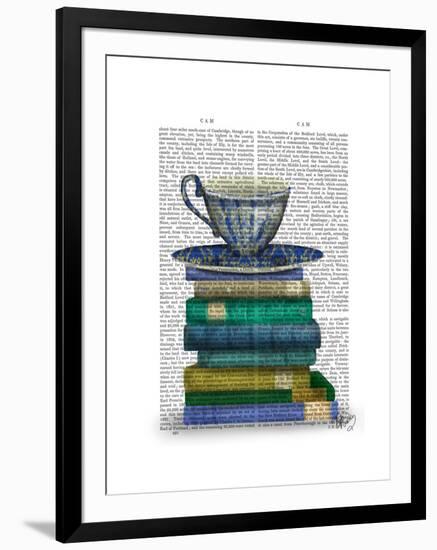 Teacup and Books-Fab Funky-Framed Art Print