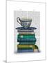 Teacup and Books-Fab Funky-Mounted Art Print