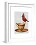 Teacup and Red Cardinal-Fab Funky-Framed Art Print
