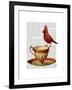 Teacup and Red Cardinal-Fab Funky-Framed Art Print